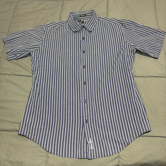 Vintage Anchor Blue men’s stripped sz‎ Large button up Y2K 2000s - Picture 1 of 11